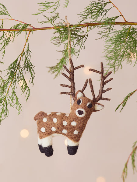Sean The Stag Handmade Felt Christmas Decoration