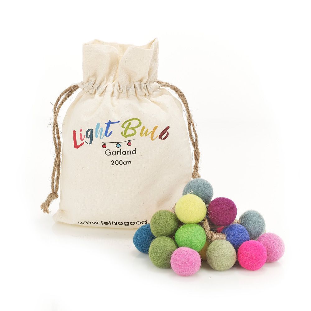 Rainbow Lightbulbs Handmade Felt Christmas Garland