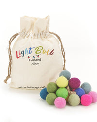 Rainbow Lightbulbs Handmade Felt Christmas Garland