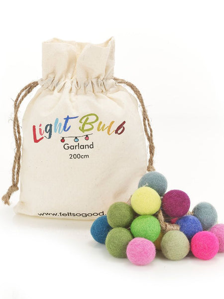 Rainbow Lightbulbs Handmade Felt Christmas Garland