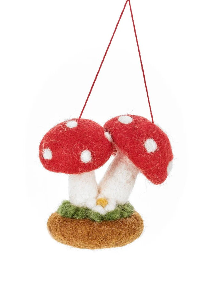 Twin Toadstools Handmade Felt Christmas Decoration