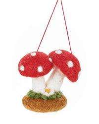 Twin Toadstools Handmade Felt Christmas Decoration