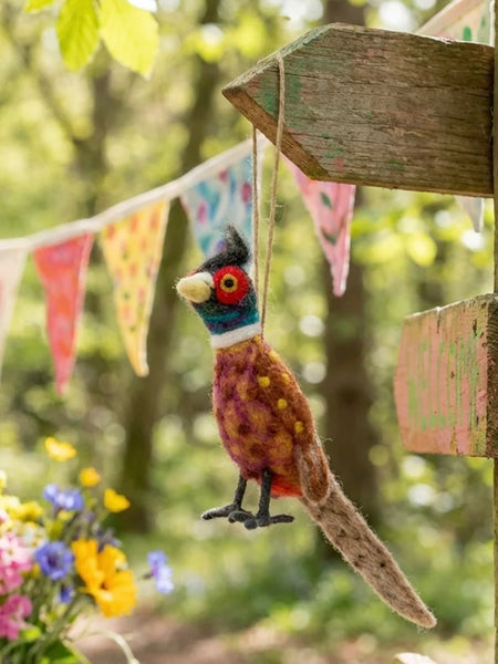 Ferdinand the Pheasant Handmade Felt Christmas Decoration