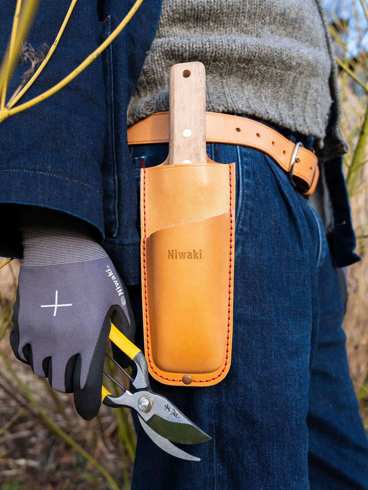 Niwaki Nijū Slim Double Holster for Hori Horis, Shears and Secateurs
