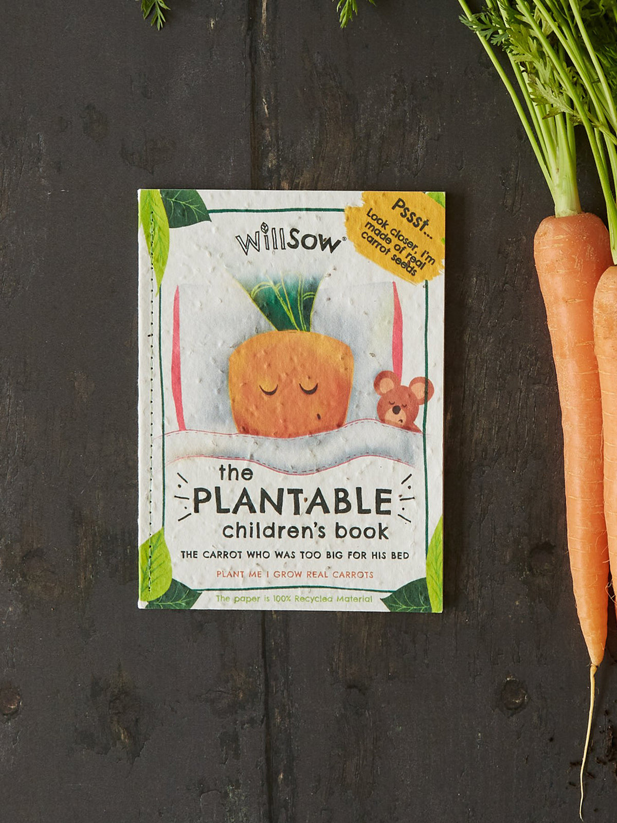 Willsow Plantable Book - The Carrot Who Was Too Big For His Bed