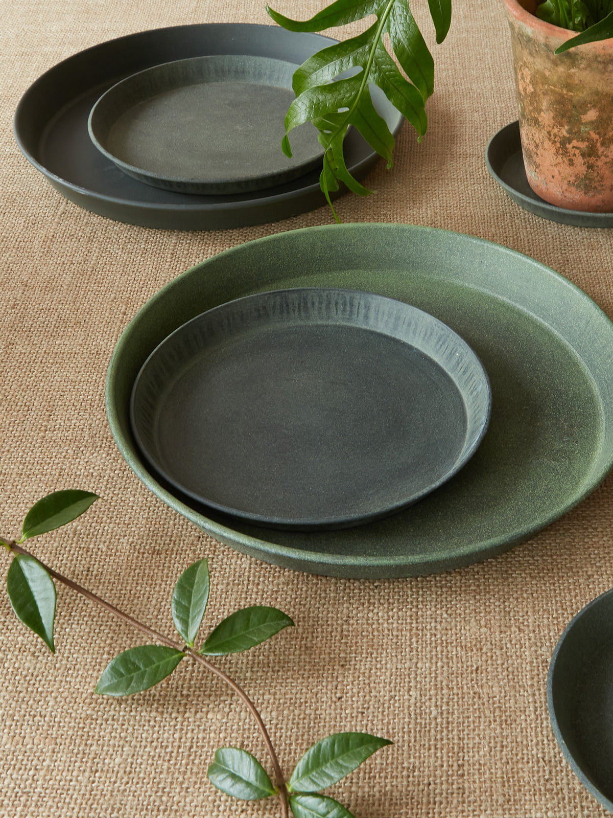 Dark Green Pot Saucer, Medium