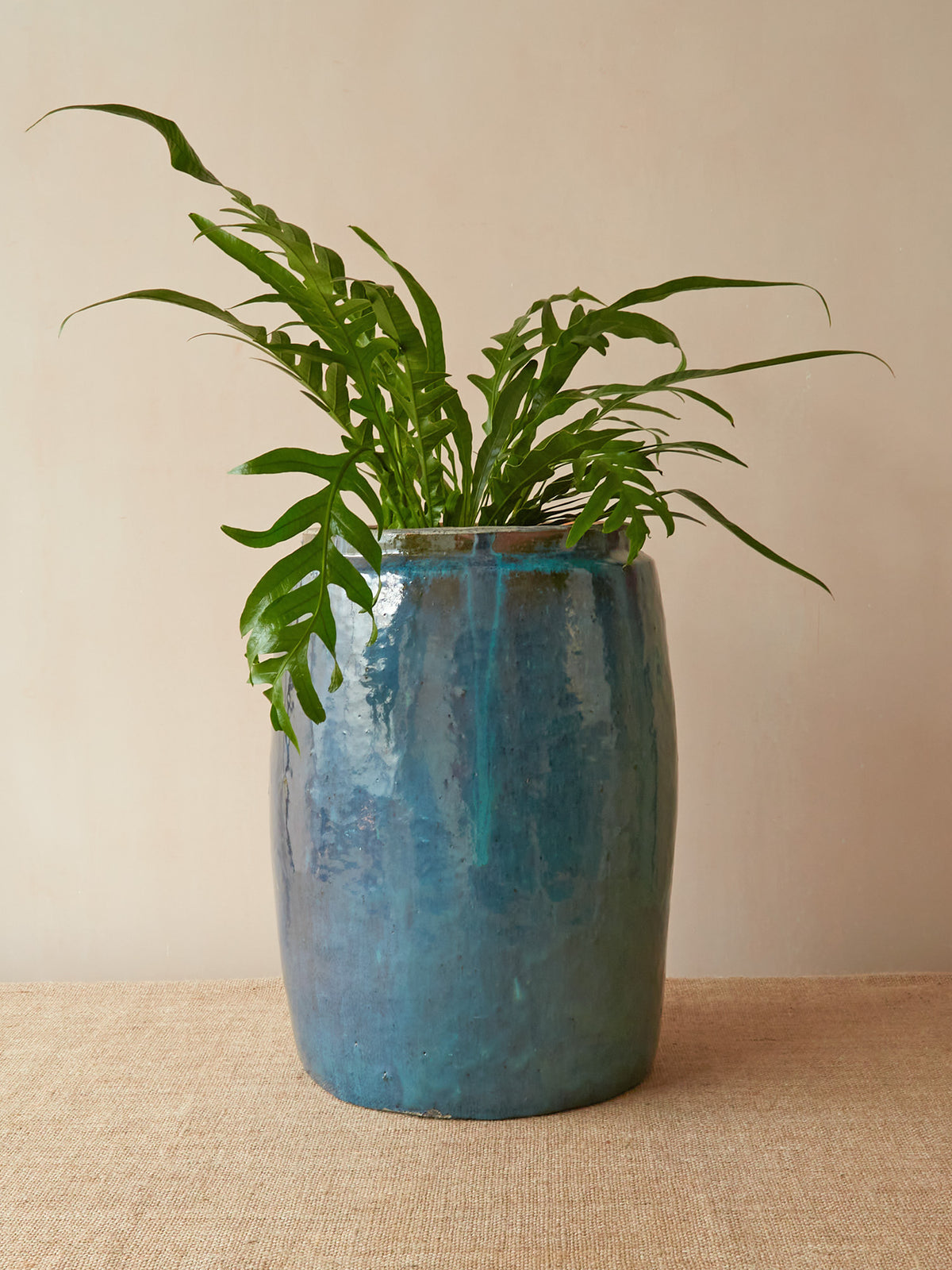 'Mykonos' Blue Grey Glazed Planter, Large