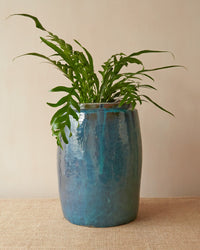 'Mykonos' Blue Grey Glazed Planter, Large