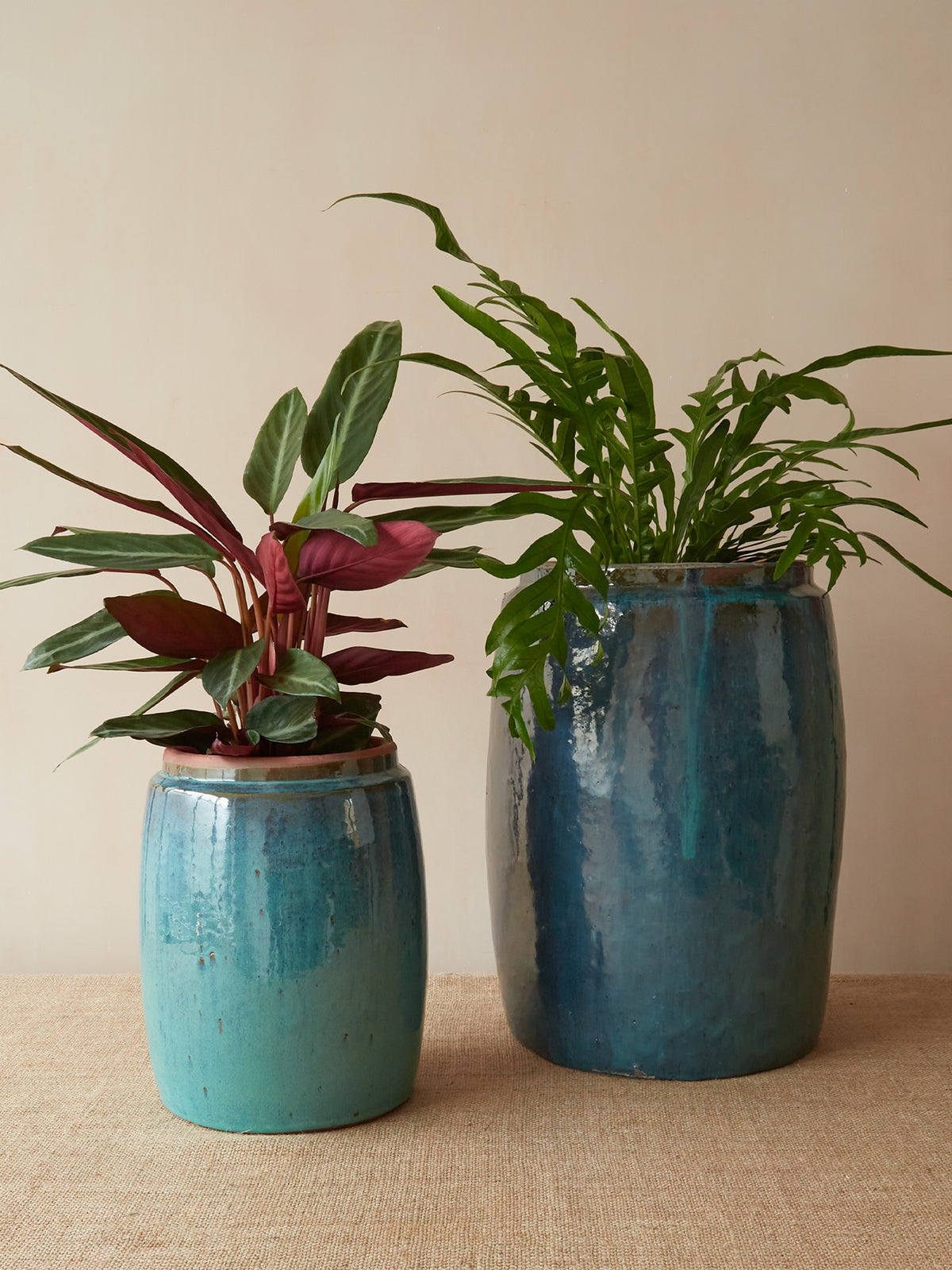 'Mykonos' Blue Grey Glazed Planter, Large