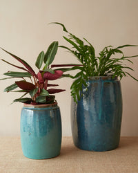 'Mykonos' Blue Grey Glazed Planter, Large