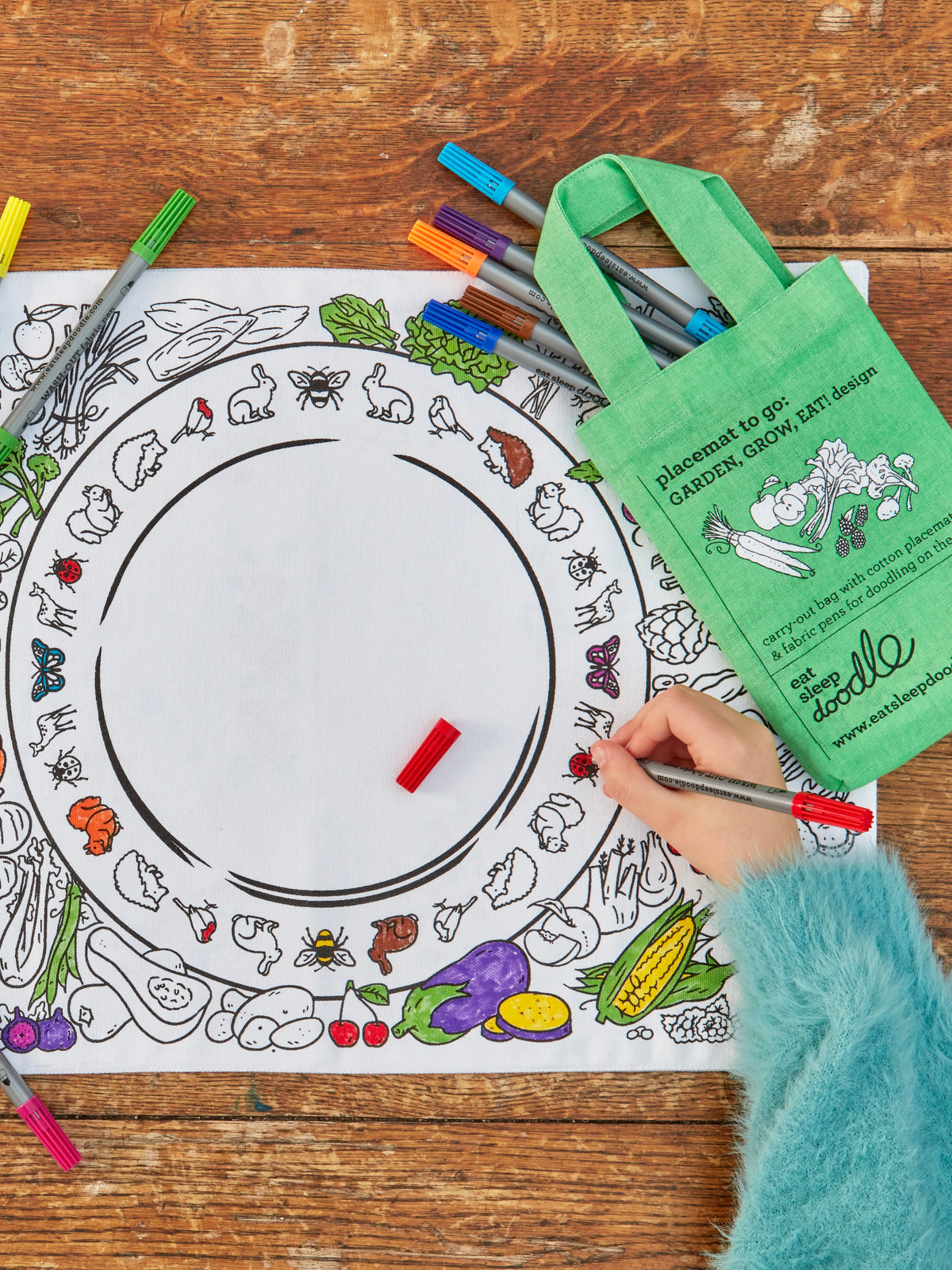 EatSleepDoodle Colour-In Placemat - Garden, Grow, Eat