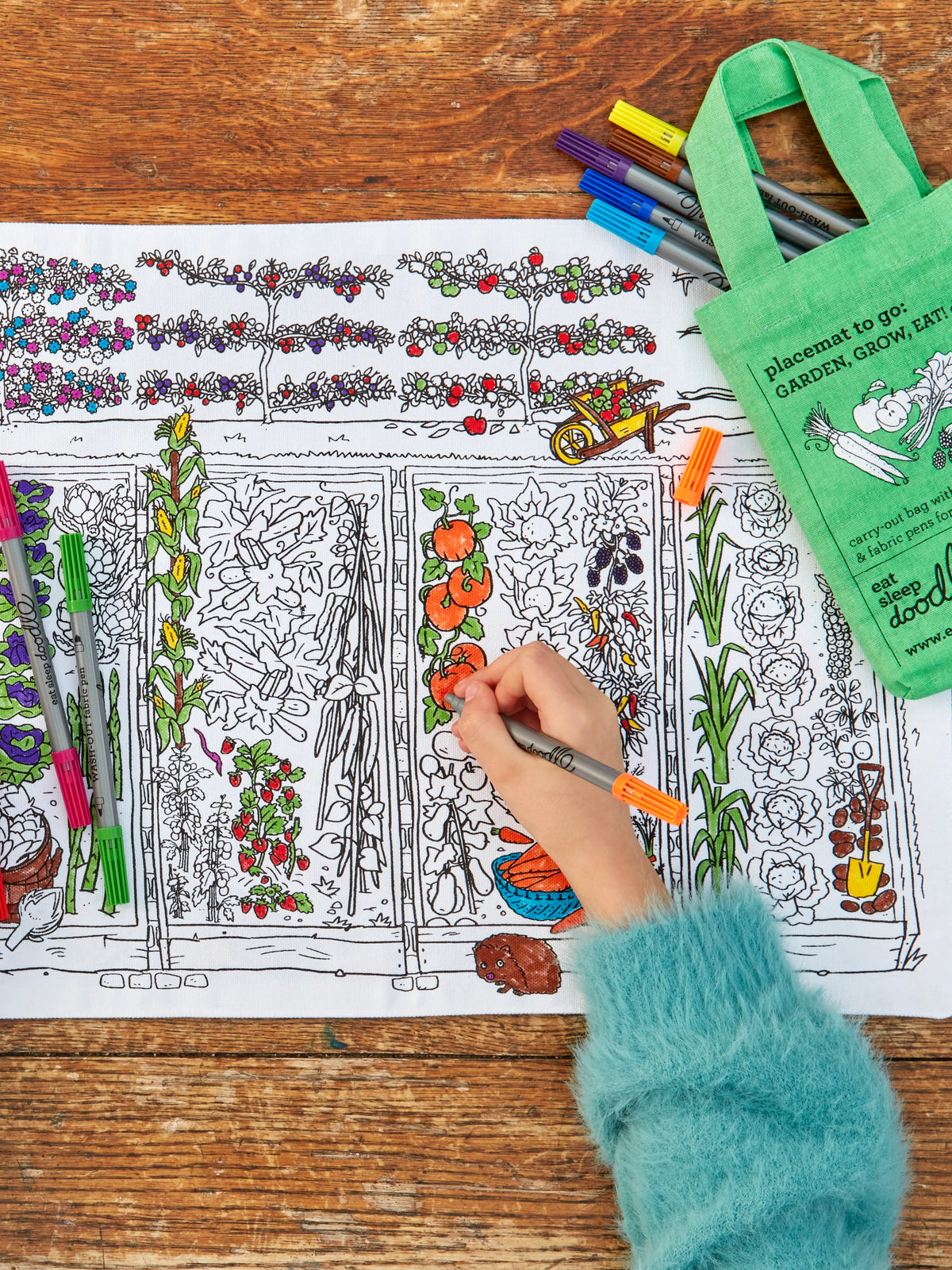 EatSleepDoodle Colour-In Placemat - Garden, Grow, Eat