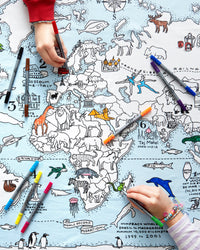 EatSleepDoodle Colour-In Tablecloth - World Map