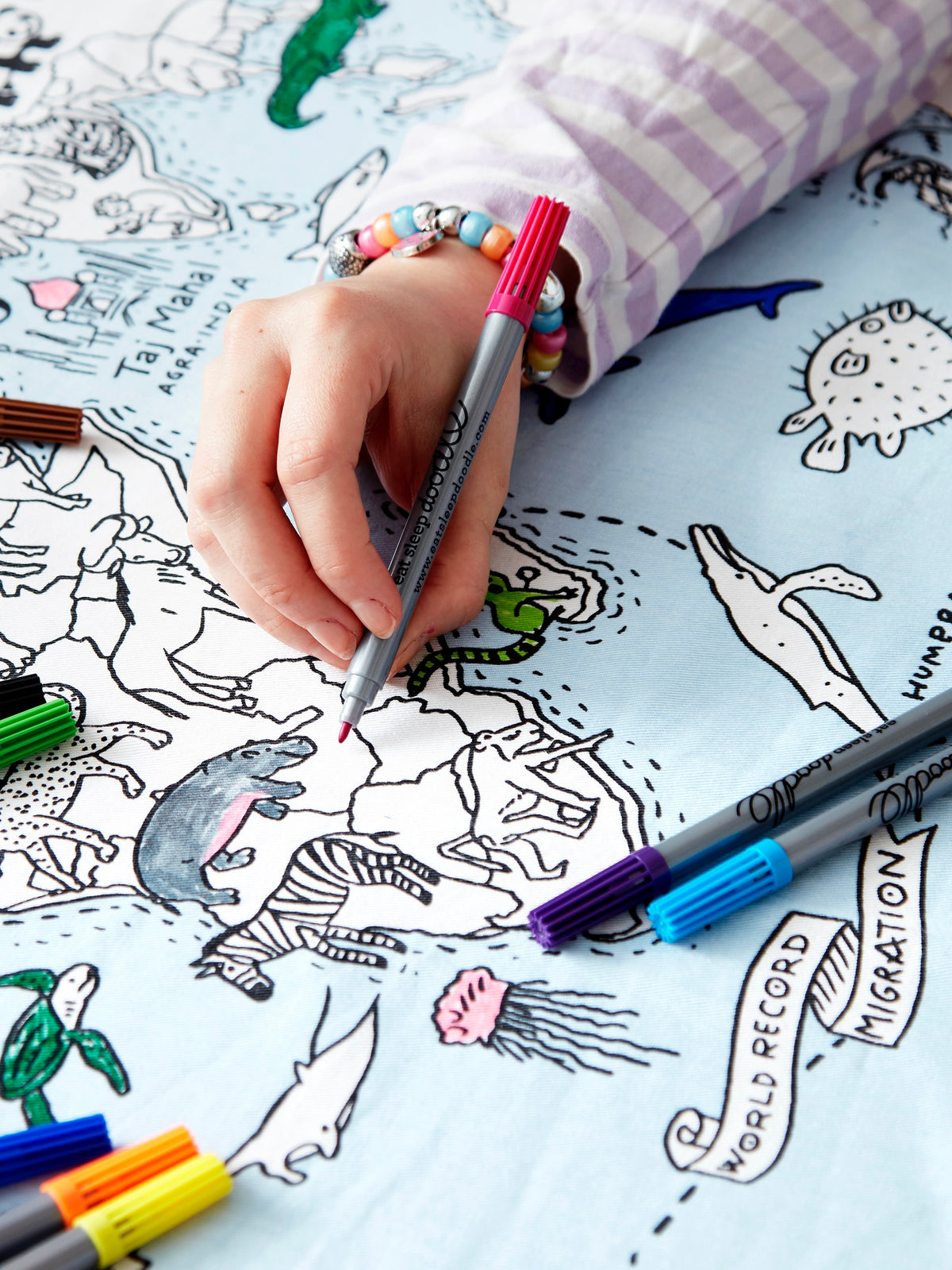 EatSleepDoodle Colour-In Tablecloth - World Map