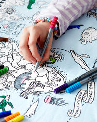 EatSleepDoodle Colour-In Tablecloth - World Map