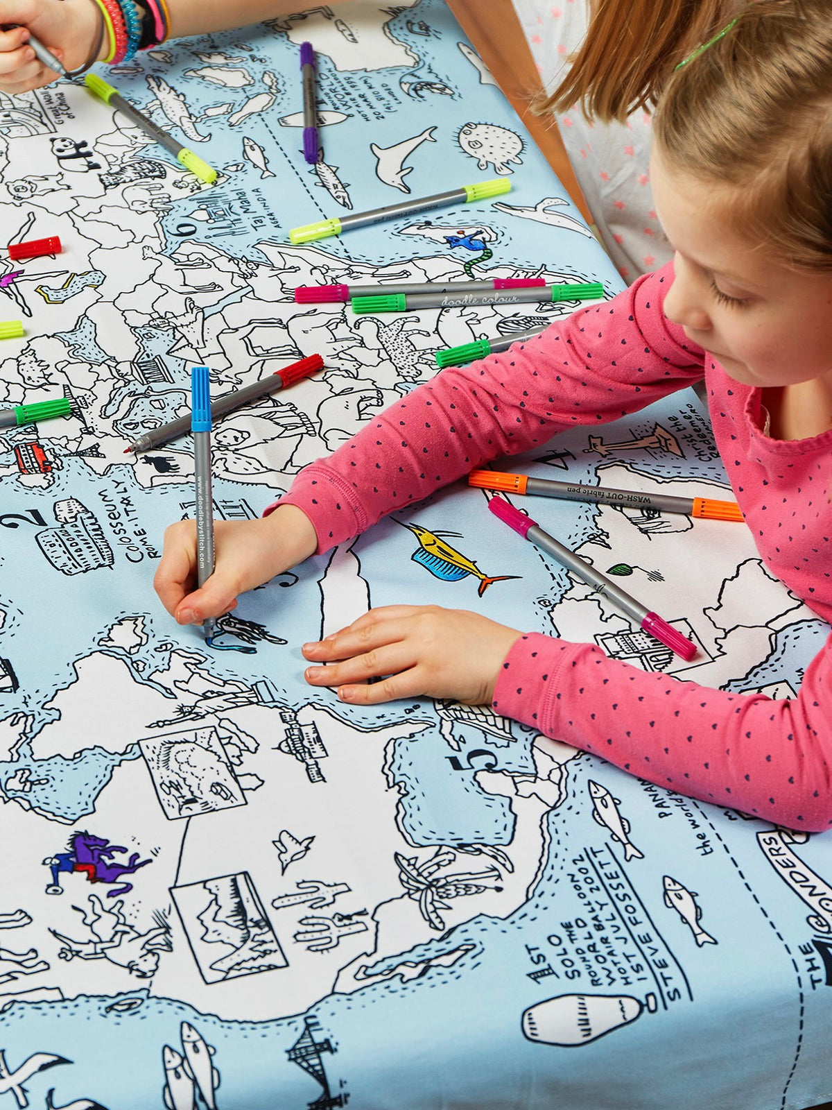 EatSleepDoodle Colour-In Tablecloth - World Map