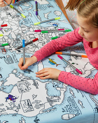 EatSleepDoodle Colour-In Tablecloth - World Map