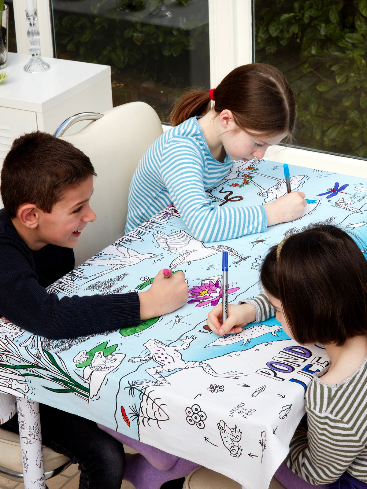 EatSleepDoodle Colour-In Tablecloth - Pond Life