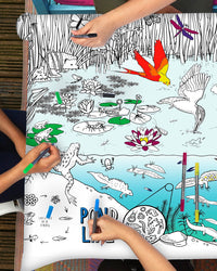 EatSleepDoodle Colour-In Tablecloth - Pond Life