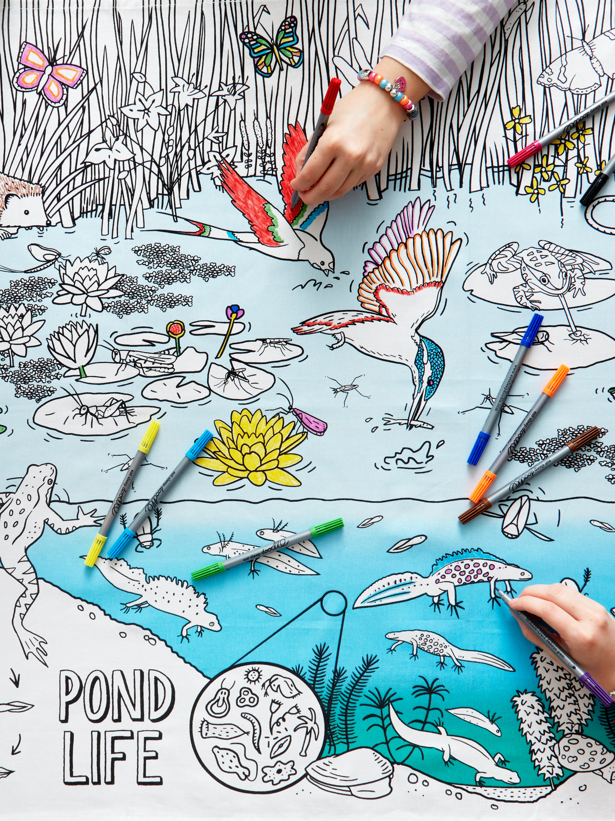 EatSleepDoodle Colour-In Tablecloth - Pond Life