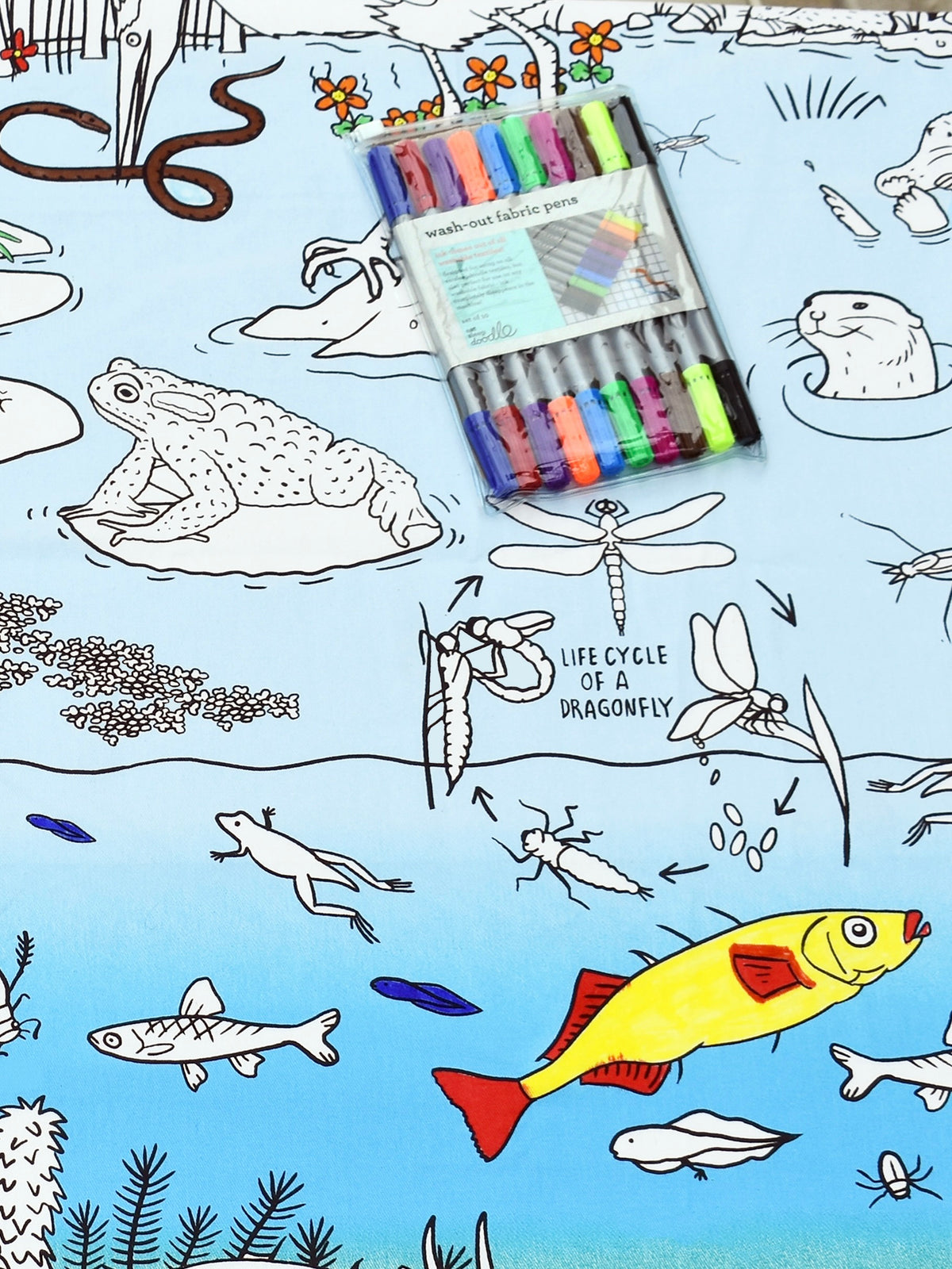 EatSleepDoodle Colour-In Tablecloth - Pond Life