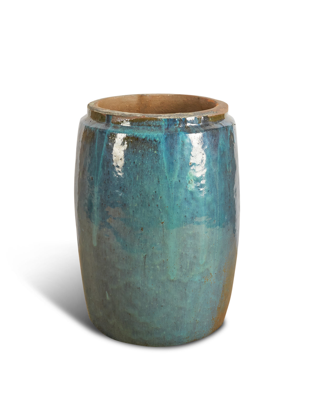 'Mykonos' Blue Grey Glazed Planter, Large