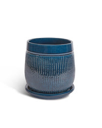 'Santorini' Dark Blue Pot And Saucer
