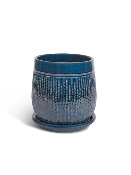 'Santorini' Dark Blue Pot And Saucer