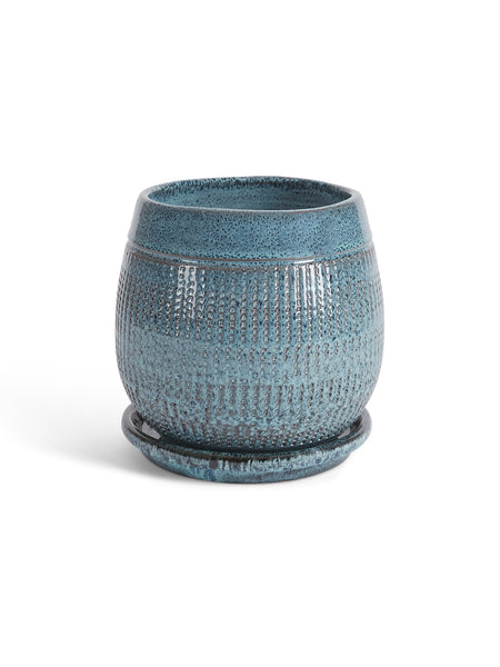 'Santorini' Light Blue Pot and Saucer